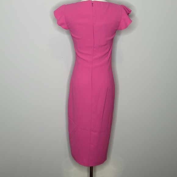 Pinko GAFF ABITO Fuchsia Ruffle Midi Dress IT 38 US 2 Elegant Cocktail - Picture 9 of 15